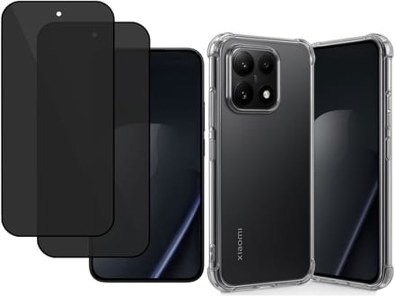 TechNow Hoesje + 2x Privé Screenprotector geschikt voor Xiaomi 15T Hoesje Screenprotector - Privacy Tempered Glass - Case Transparant