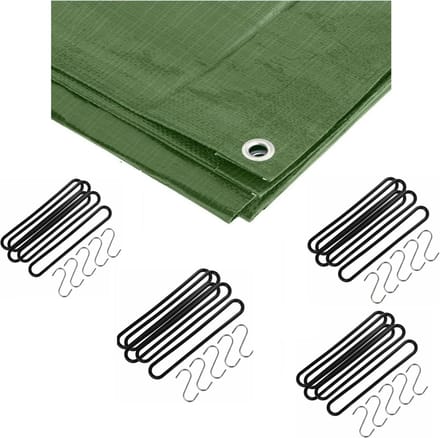 Benson - Afdekzeil groen 4 x 6 meter met 20x spanrubbers en S-haken