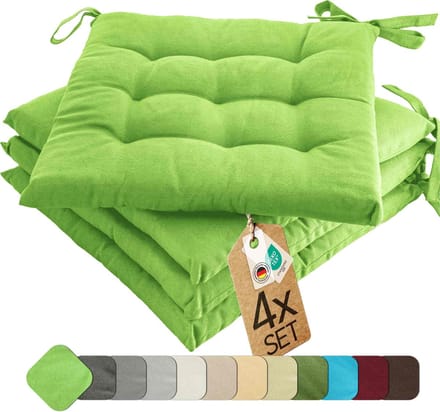 etérea Basic Zitkussen Stoelkussen - Seat Cushion 4 Stuk - 40x40 cm - Appelgroen