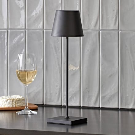 Sigor Nuindie LED oplaadbare tafellamp, USB-C, zwart, IP54, dimbaar