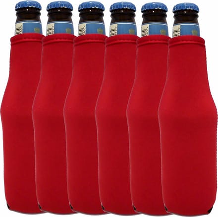 Koozie.eu - 6 stuks bierfleshouder- flessen koel houder | bierfleshoes | rood