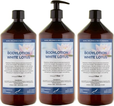 Bodylotion White Lotus 1 Liter - met gratis pomp - set van 3 stuks