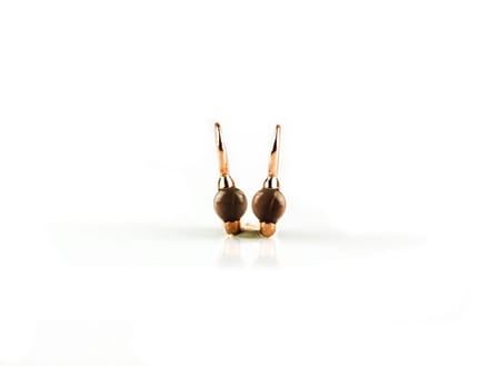 model Picccolo oorringen in zilver roze verguld cabochon bruin
