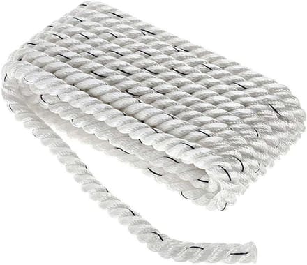 Twisted Nylon Lijn - Meertouw Boot - Veilig Aanleggen - 3 Strand Constructie - 5/8" X 20' - Wit