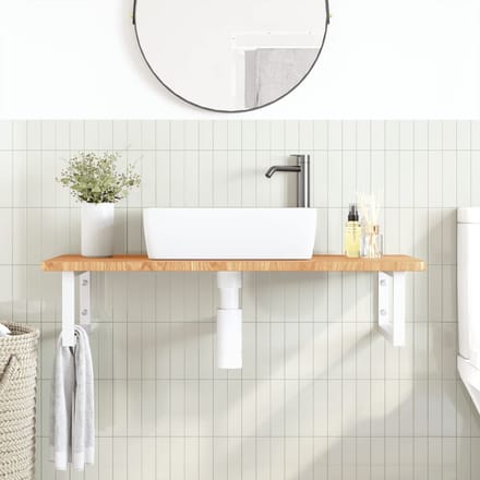 vidaXL - Badkamer - wandschap - staal - en - massief - eikenhout