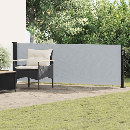 vidaXL - Uittrekbaar - Zijscherm - Rechthoekig - 100 - x - 500 - cm - Polyester - Grijs