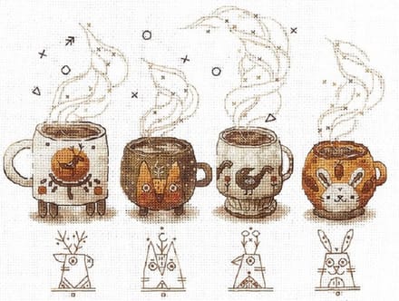 Borduurpakket - Coffee Keepers - telpatroon om zelf te borduren