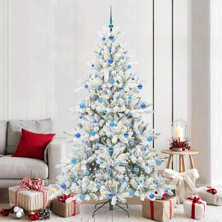 vidaXL - Kunstmatige - Hinged - Kerstboom - Wit - 210 - cm - PVC - en - Staal