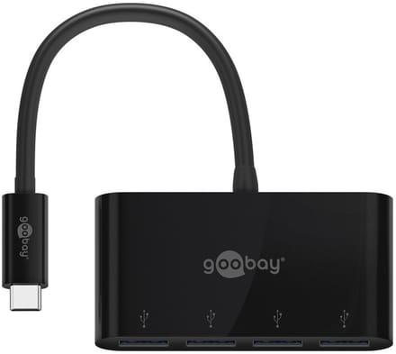 Goobay USB hub (USB-C) | 4x USB-A | USB3.0 5 Gbps | zwart | 0,15 meter