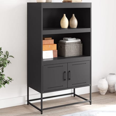 vidaXL - Hoge - kast - 68,5x38,5x123,5 - cm - staal - zwart