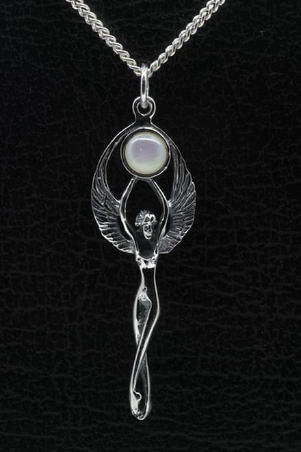 Zilveren Maangodin ketting hanger