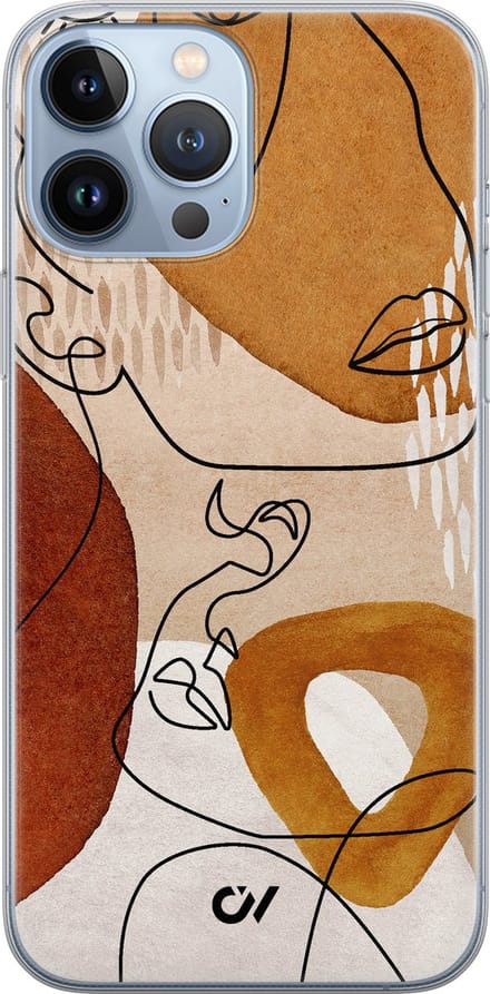 Hoesje geschikt voor Apple iPhone 13 Pro Max - Abstract Shape Faces - - Bruin - Apple - Casevibes