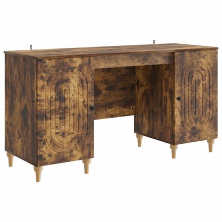 vidaXL - Bureau - Gerookt - eiken - 142,5 - x - 50 - x - 75 - cm - Bewerkt - hout