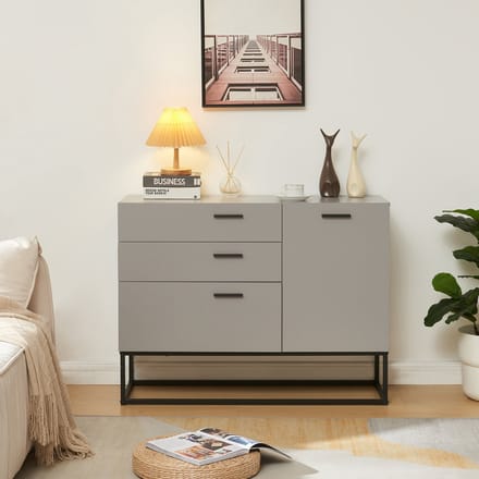 Sideboard Lavangen commode 75x100x35 cm lichtgrijs en zwart [en.casa]