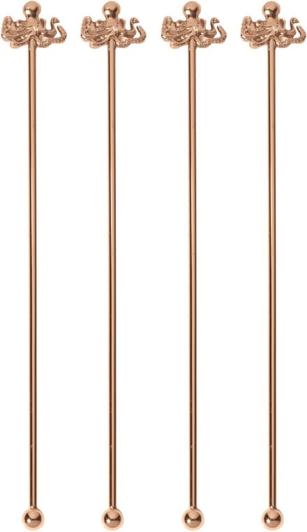 Paderno Cocktail Lepels BAR Octopus Koper 18.5 cm - 4 Stuks