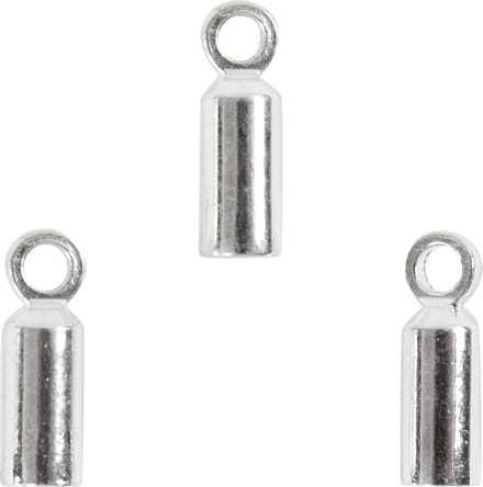 Eindkappen, L: 8 mm, d 2 mm, verzilverd, 10 stuk/ 1 doos