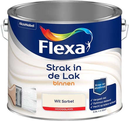 Flexa - Strak In De Lak Binnenlak Hoogglans - Wit Sorbet - Mengverf - 2,5 L