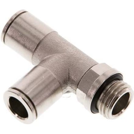 8mm x G1/4'' rechte hoek T-stuk Messing Insteekfitting Buitendraad Draaibaar NBR
