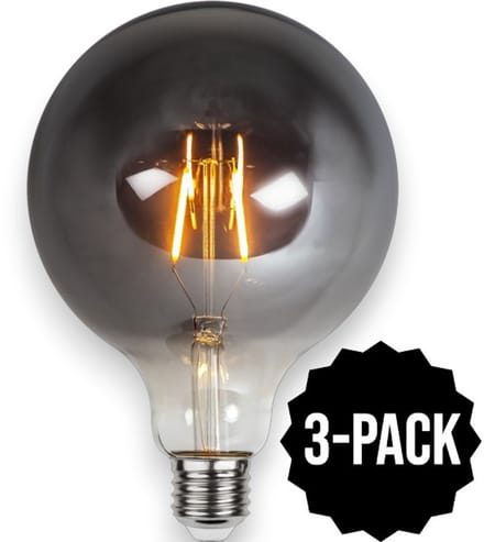 3-Pack | G125 Globelamp - E27 - 1.8W - Super Warm Wit <2200K - Filament - Rookglas