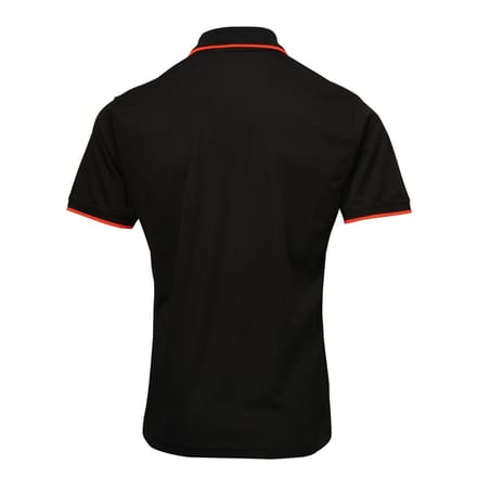 Premier Herencontrast Coolchecker Polo Shirt (Zwart/Oranje)