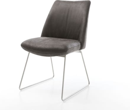 Gestoffeerde-stoel Elso-Flex slipframe roestvrij staal microvelours antraciet vintage pocketveer kern