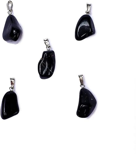 Zwarte onyx edelsteenhanger met geboord oogje