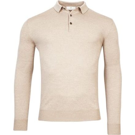 Thomas Maine Trui Pullover Polo Collar Merino Wool Single Knit Kitt / male