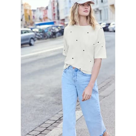 Shirt met ronde hals en hartjesprint