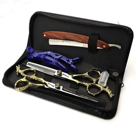 Professionele Kappersschaar en Verfijnschaar Set, Scheermes Schaar en Draagbare Scharen voor Haarstyling