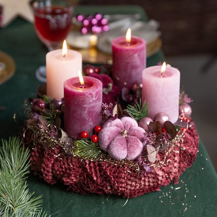 Decoratieve pompoen van stof pompoen op stok bordeaux roze Ø7cm 9 st,