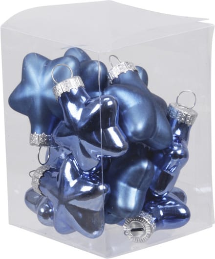 Othmar Decorations Kerstornamenten - sterren - 12x st - blauw - 4 cm - glas - kerstversiering