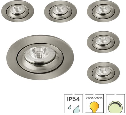 Lybardo - Lage Inbouwspots - 6-pack - 5W - Dim to warm - Waterdicht - Spotjes Inbouw