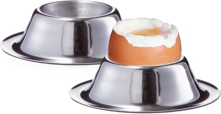 Zeller Eierdopjes - 2x - RVS - 5 cm - Ontbijten en Pasen - Eierdoppen - zilver