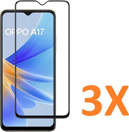 Volledige dekking Screenprotector Glas - Tempered Glass Screen Protector Geschikt voor: Oppo A17 - 3x