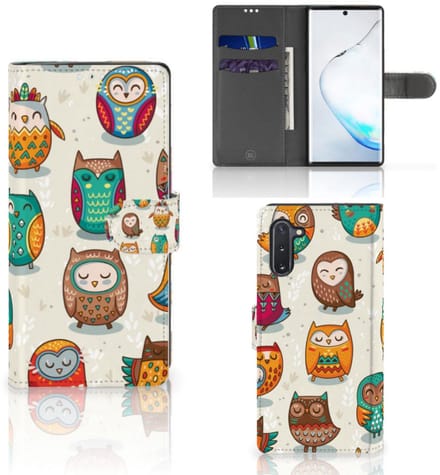 Samsung Galaxy Note 10 Telefoonhoesje met Pasjes Vrolijke Uilen