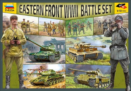 Zvezda Modelbouwpakket Militaire voertuigen - 5203 Eastern Front WWII Battle Set Plastic - 1:72 - Modelbouw