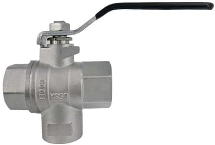 3-weg kogelkraan 3/4", messing, vernikkeld, PN25