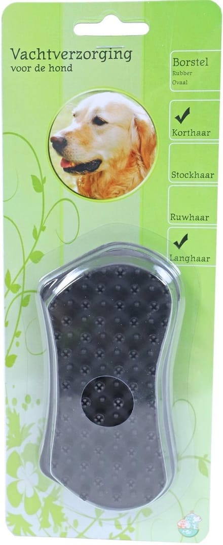Hondenborstel rubber ovaal zwart