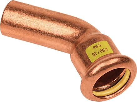 Bonfix Pressfitting roodkoper GAS Insteekbocht 45� �28 x 28 - insteek x press - (m-profiel)