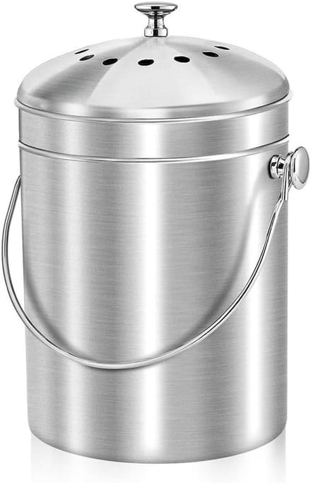Compostemmer Keuken - Voedselafval emmer - Afval scheiden - Geurloos - 1.3 Gallon - Zilver