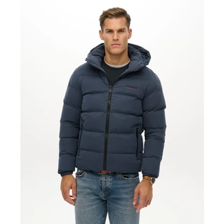 Superdry - Microvezel Sport Puffer Jas Met Capuchon - Heren - Gewatteerde jassen