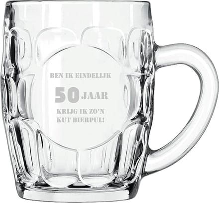 Gegraveerde bierpul 55cl Ben ik eindelijk 50 jaar krijg ik zo'n kut bierpul