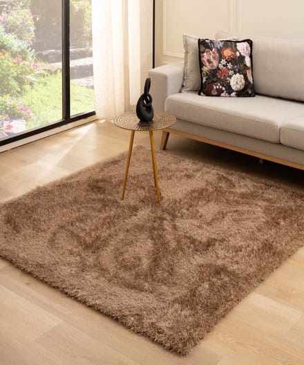 Velvet vloerkleed vierkant - Posh bruin 200x200