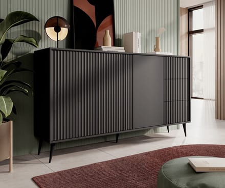 Meubella - Dressoir Winq - Antraciet - 180 cm