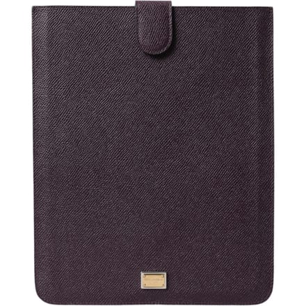 Donkerbruin lederen logo plaquette hoes sleeve tabletcase