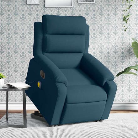 vidaXL - Sta-op-massagestoel - elektrisch - verstelbaar - fluweel - blauw