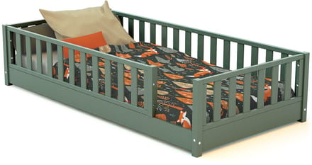 JURABABY - SONHO Kinderbed Vloerbed met matras - 90x190 - Saliegroen