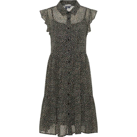 Dreimaster Blouse jurk Dames Zwart Veelkleurig