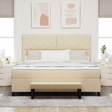 vidaXL - Boxspring - bed - met - hoofdeinde - Crème - 180 - x - 200 - cm - Stof