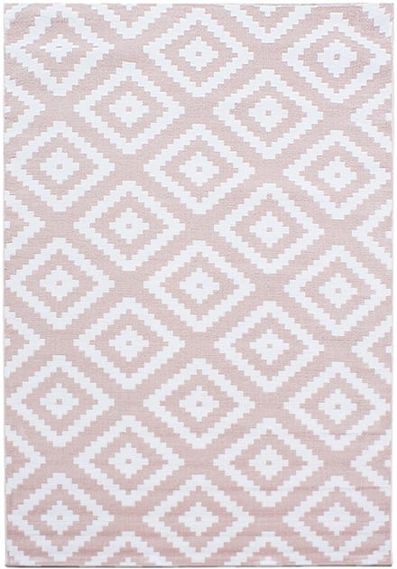 Plus Vloerkleed – Pink – Ruitmotief – Laagpolig & Modern